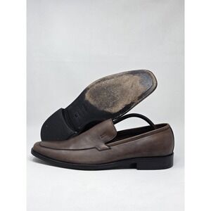 HUGO BOSS Mens Brown Leather Dress Loafers Size 10.5 Pre-owned